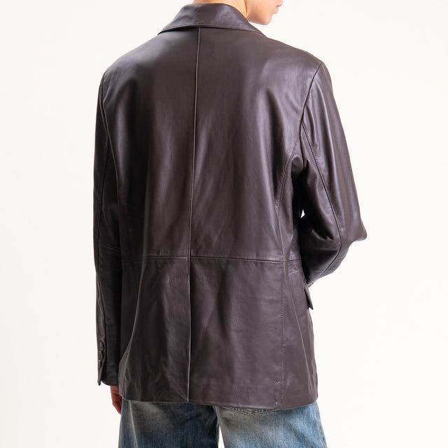 Tensione in-Giacca due bottoni genuine leather - moro