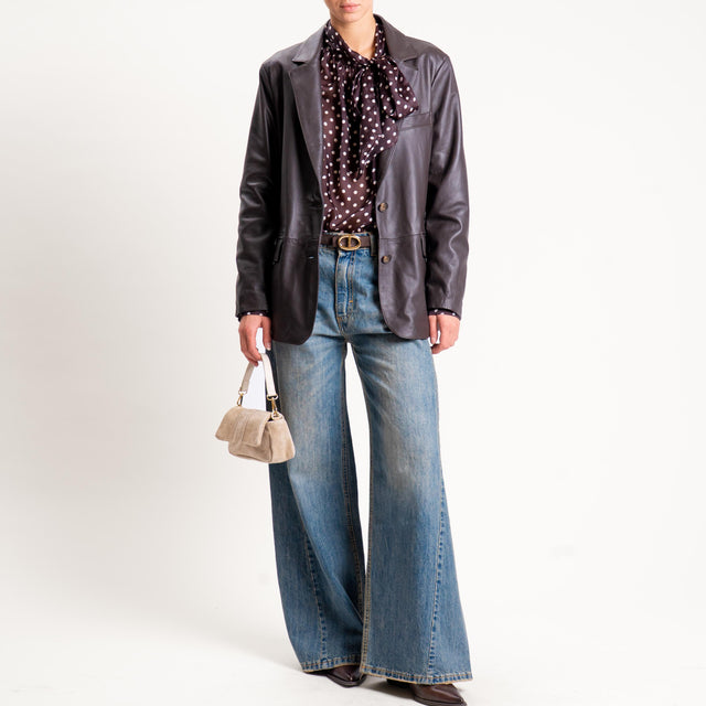Tensione in-Giacca due bottoni genuine leather - moro