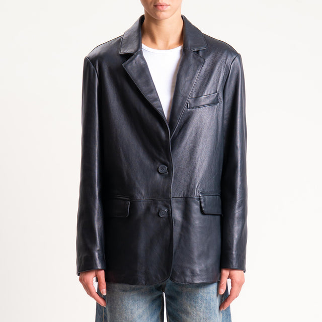 Tensione in-Giacca due bottoni genuine leather - nero