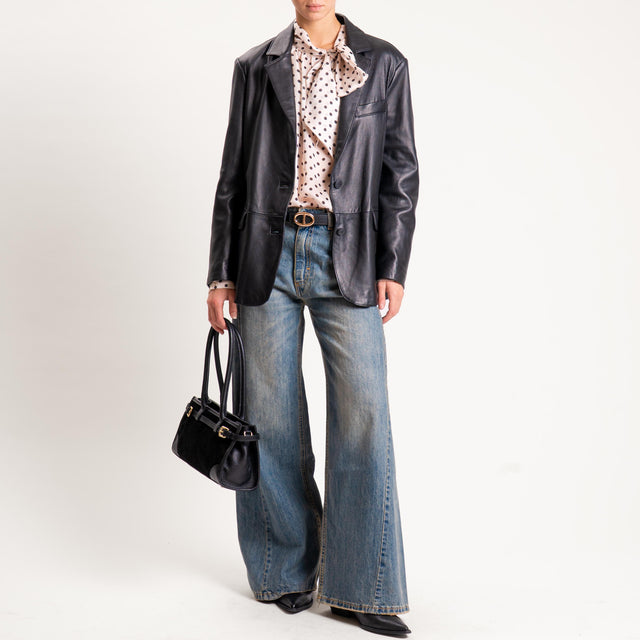 Tensione in-Giacca due bottoni genuine leather - nero
