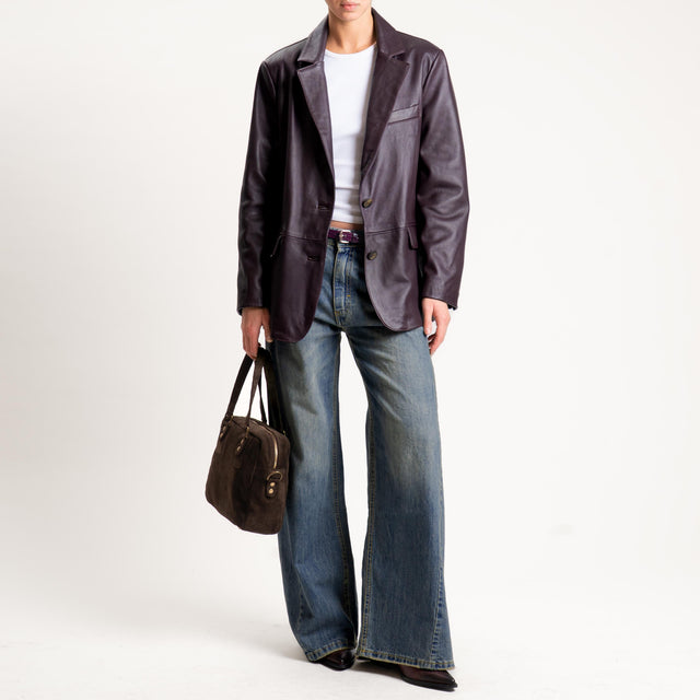 Tensione in-Giacca due bottoni genuine leather - vino