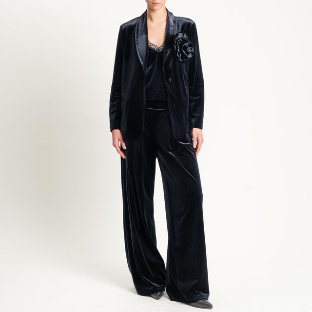 Tensione in-Pantalone wide leg velluto ciniglia - nero