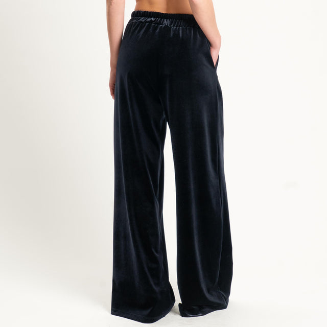 Tensione in-Pantalone wide leg velluto ciniglia - nero