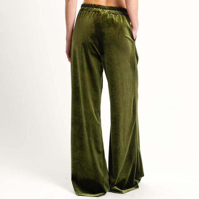 Tensione in-Pantalone wide leg velluto ciniglia - olio