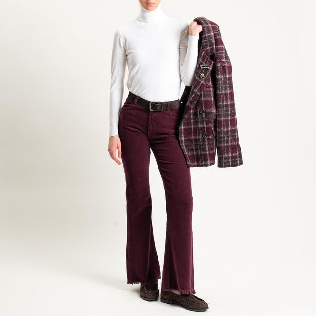 Tensione in-Pantalone bootcut sfrangiato in velluto - Bordeaux