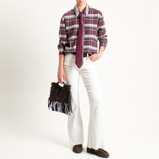 Tensione in-Pantalone bootcut sfrangiato in velluto - panna