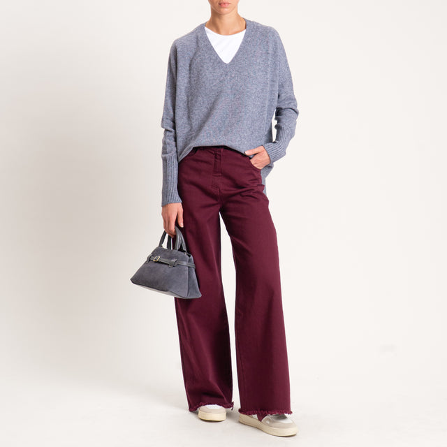 Tensione in-Pantalone palazzo sfrangiato - Bordeaux
