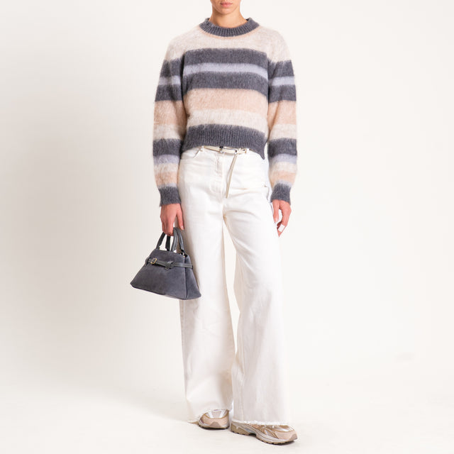 Tensione in-Pantalone palazzo sfrangiato - burro