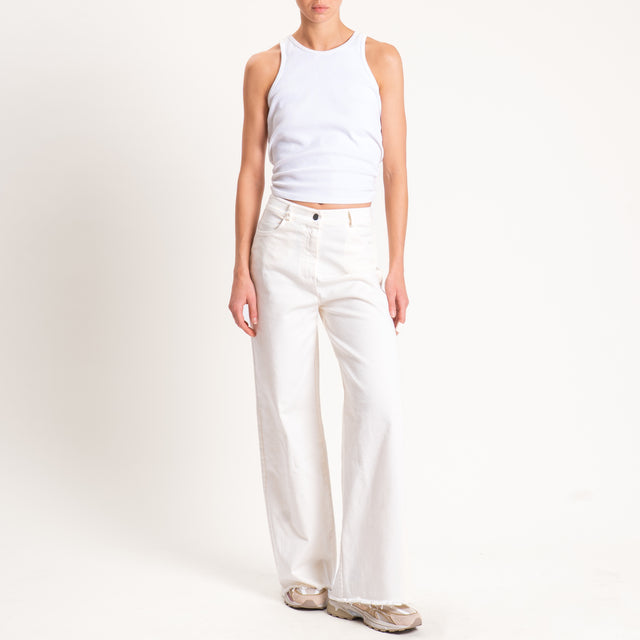 Tensione in-Pantalone palazzo sfrangiato - burro