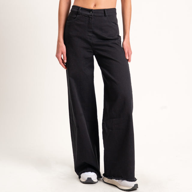 Tensione in-Pantalone palazzo sfrangiato - nero
