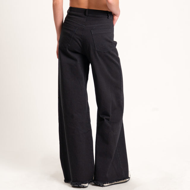 Tensione in-Pantalone palazzo sfrangiato - nero