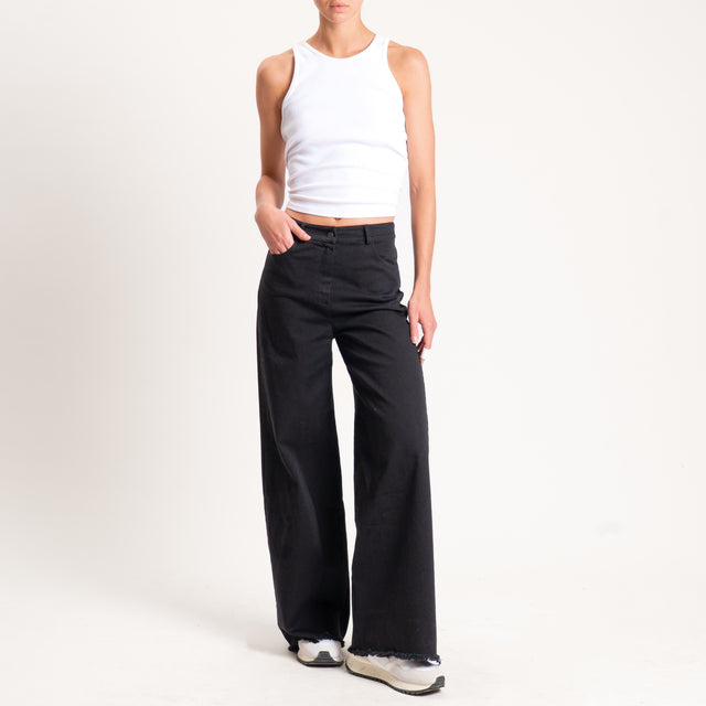 Tensione in-Pantalone palazzo sfrangiato - nero