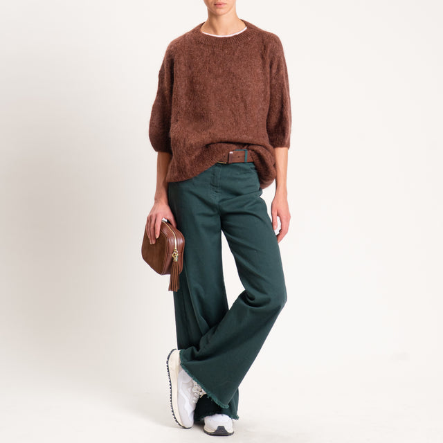 Tensione in-Pantalone palazzo sfrangiato - VERDE