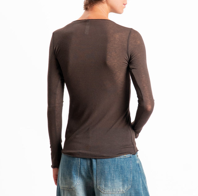 Tensione in-Maglia scollo barca misto cashmere - moka