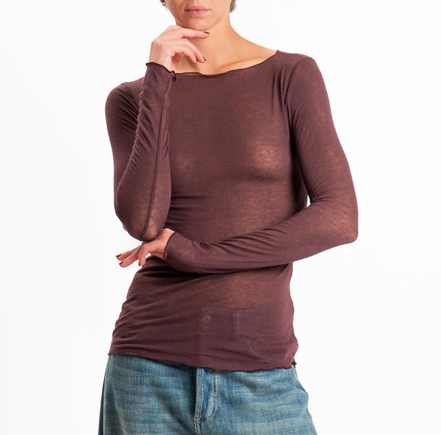 Tensione in-Maglia scollo barca misto cashmere - mosto