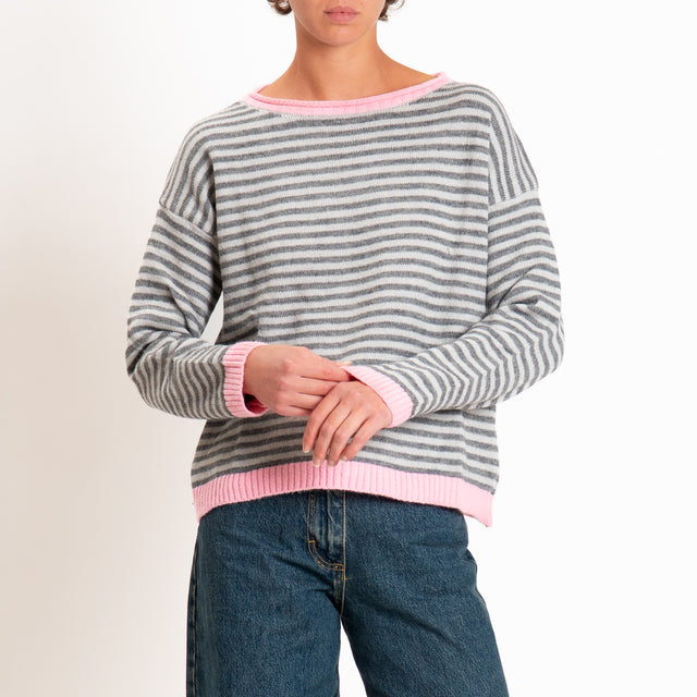 Tensione in-Maglia a righe misto lana - bubble/antracite/grigio