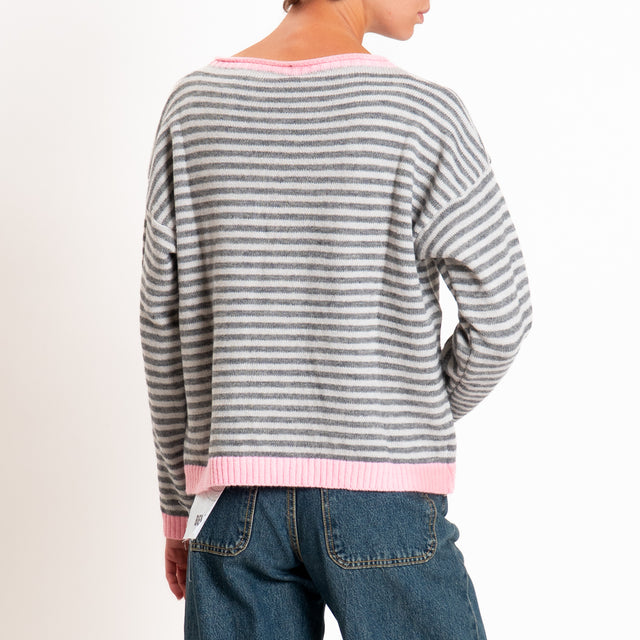 Tensione in-Maglia a righe misto lana - bubble/antracite/grigio