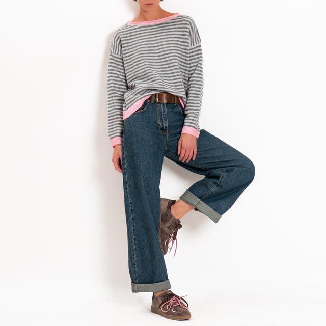 Tensione in-Maglia a righe misto lana - bubble/antracite/grigio