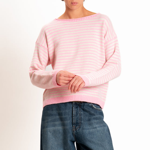 Tensione in-Maglia a righe misto lana - bubble/panna