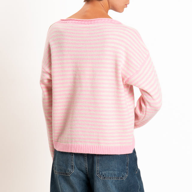 Tensione in-Maglia a righe misto lana - bubble/panna