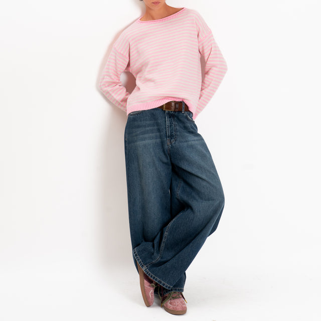 Tensione in-Maglia a righe misto lana - bubble/panna