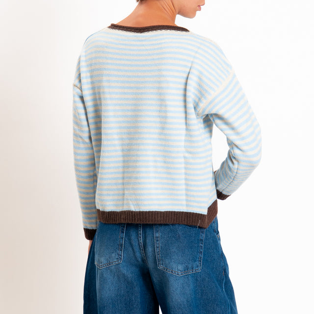 Tensione in-Maglia a righe misto lana - moro/celeste/panna