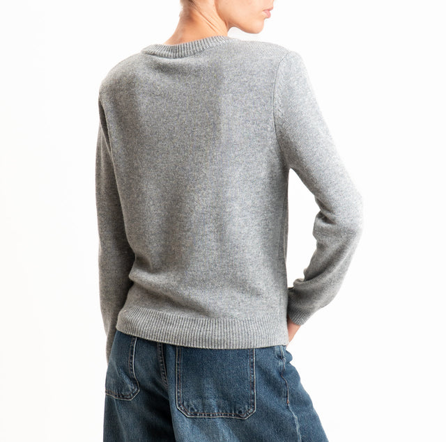 Tensione in-Maglia girocollo misto cashmere con spalline - grigio