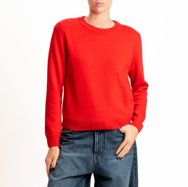 Tensione in-Maglia girocollo misto cashmere con spalline - rosso