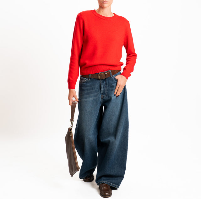 Tensione in-Maglia girocollo misto cashmere con spalline - rosso