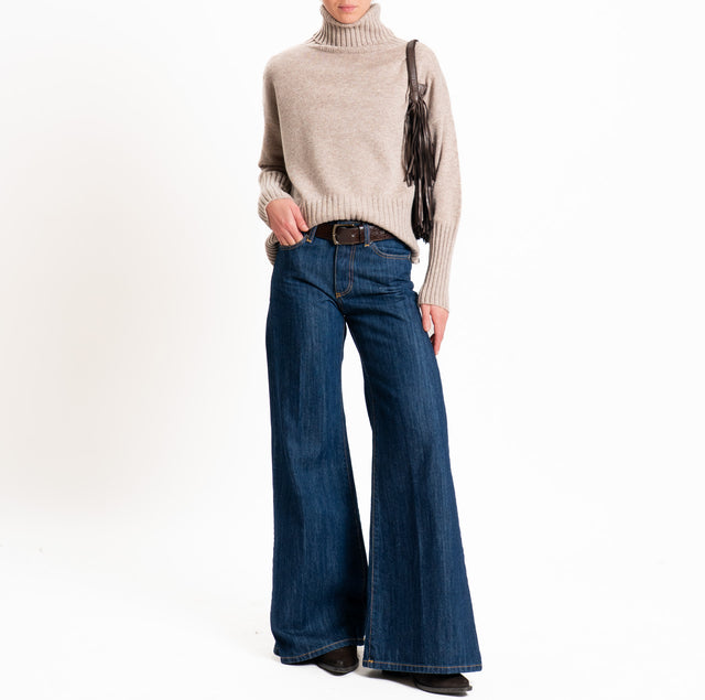 Tensione in-Maglia collo alto 100 % LANA SOFT DOPPIO FILO - beige