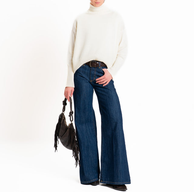Tensione in-Maglia collo alto 100 % LANA SOFT DOPPIO FILO - panna