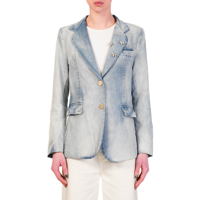 Chaqueta de mezclilla con tensor y alfileres - denim
