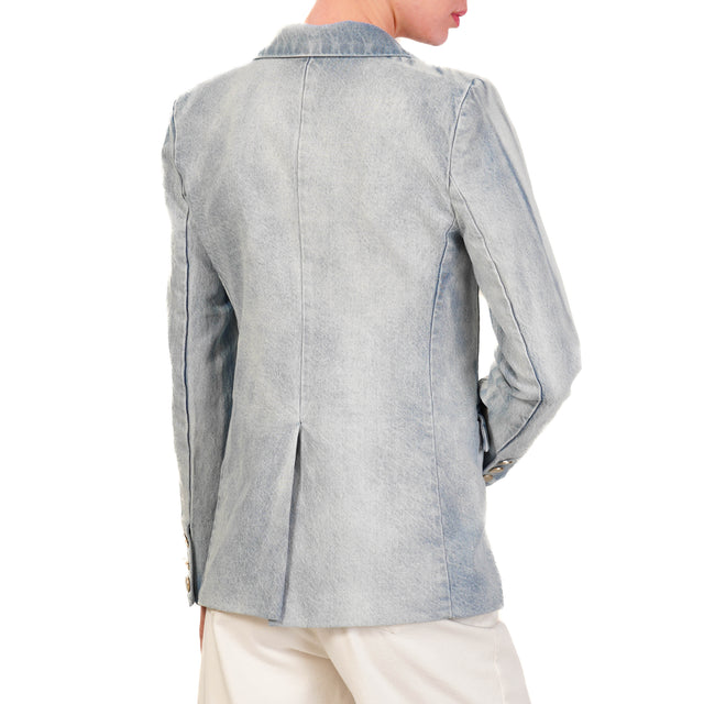 Chaqueta de mezclilla con tensor y alfileres - denim