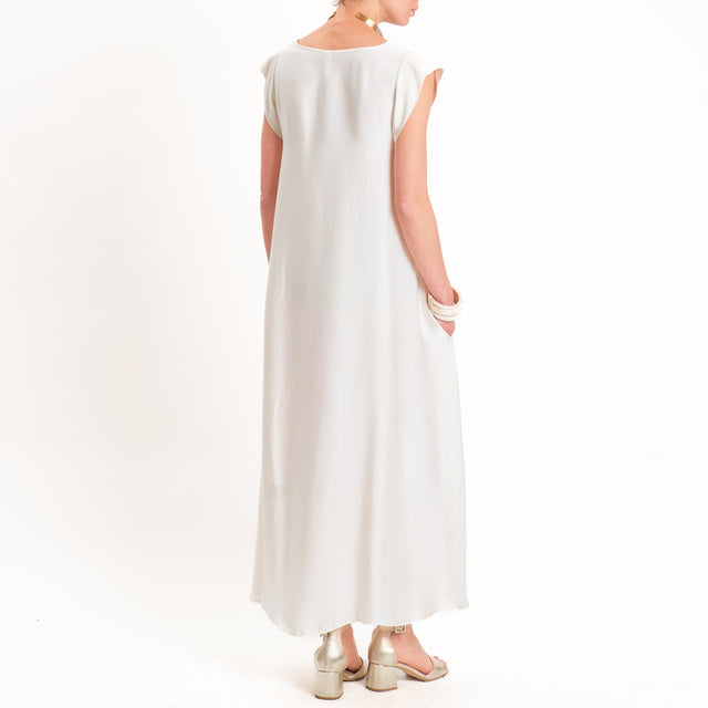 Tensione in-Abito satin scollo v - burro