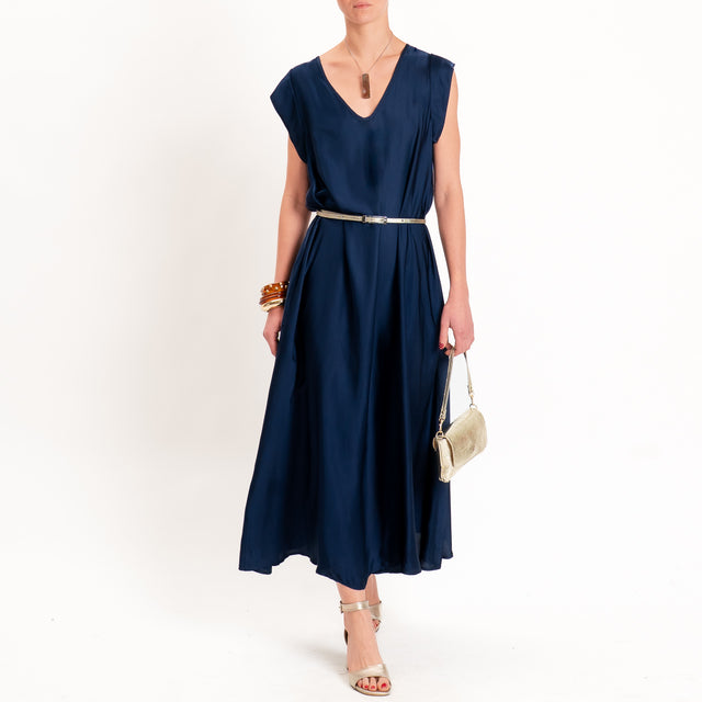 Tensione in-Abito satin scollo v - blu