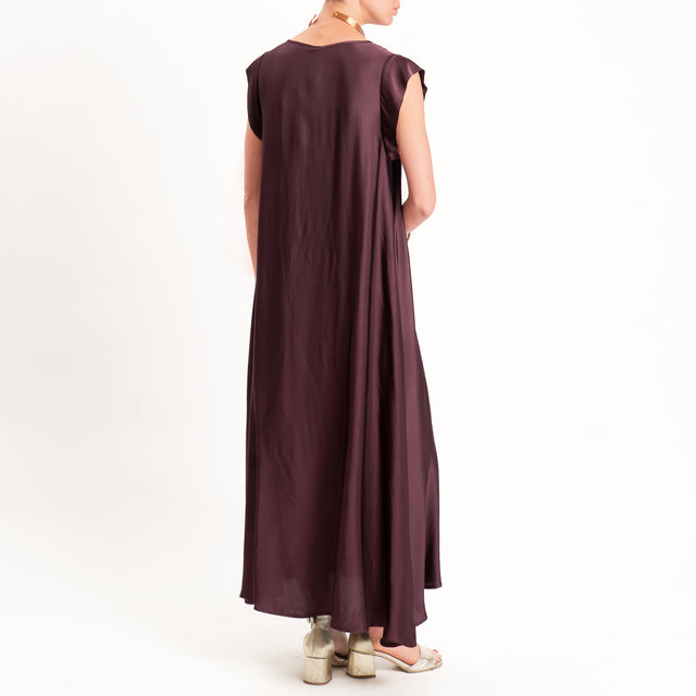 Tensione in-Abito satin scollo v - burgundy