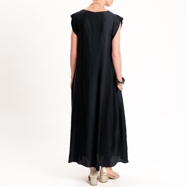 Tensione in-Abito satin scollo v - nero