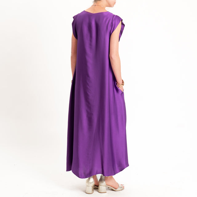 Tensione in-Abito satin scollo v - viola