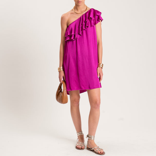 Tensione in-Abito monospalla satin con rouches - berry