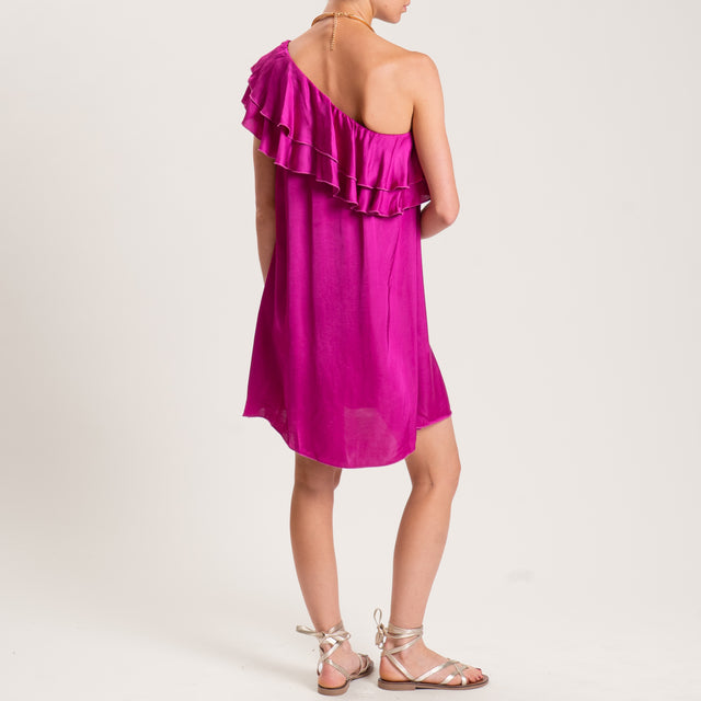 Tensione in-Abito monospalla satin con rouches - berry