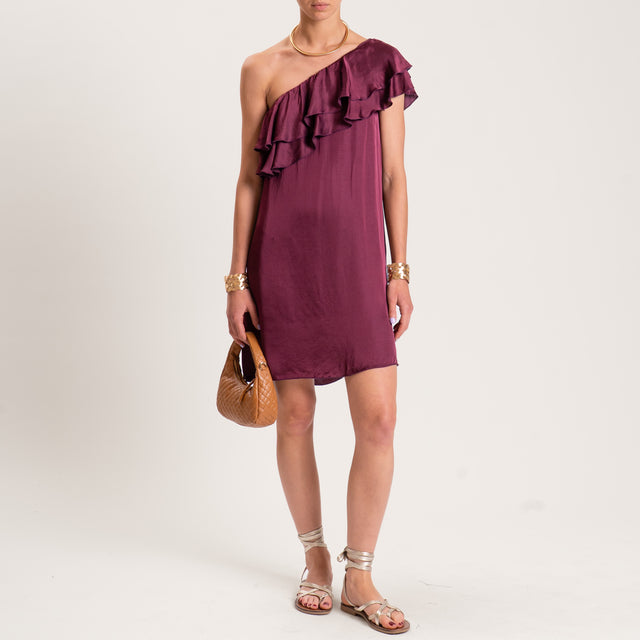 Tensione in-Abito monospalla satin con rouches - vino