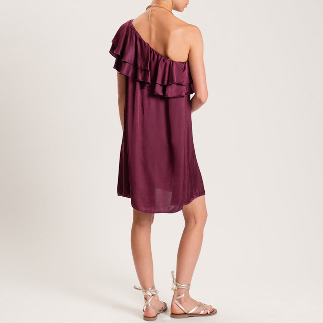 Tensione in-Abito monospalla satin con rouches - vino