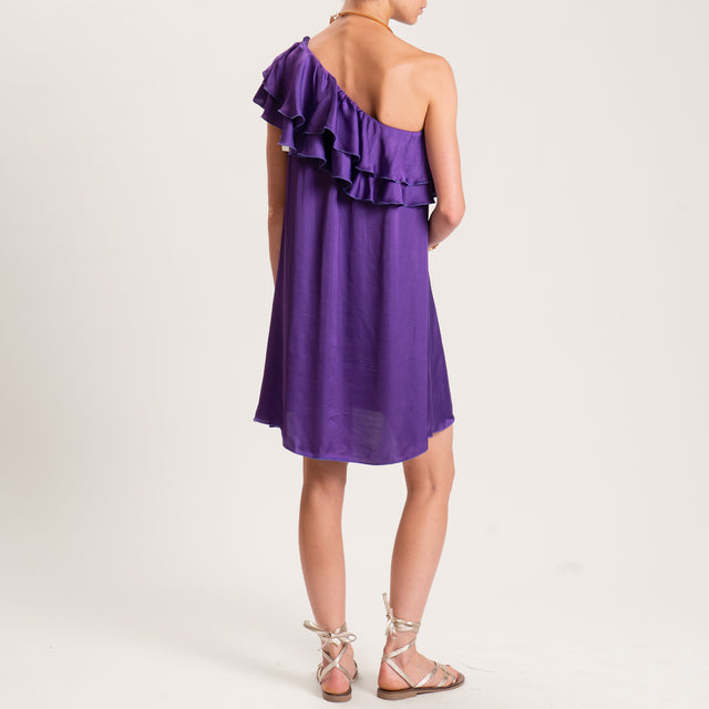 Tensione in-Abito monospalla satin con rouches - melanzana