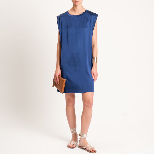 Tensione in-Abito satin smanicato elasticizzato - blu