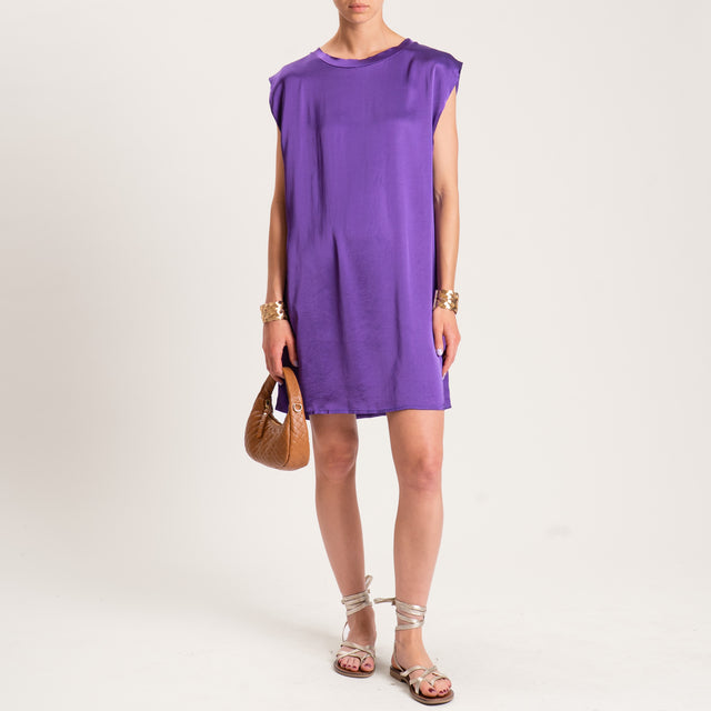 Tensione in-Abito satin smanicato elasticizzato - melanzana