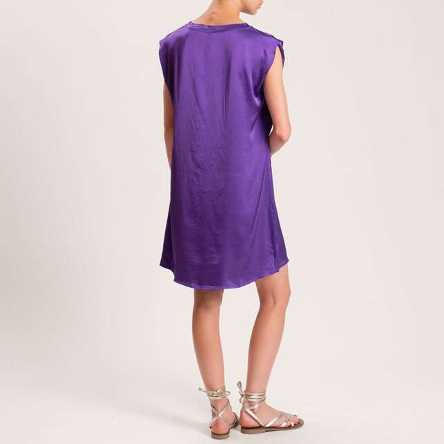 Tensione in-Abito satin smanicato elasticizzato - melanzana