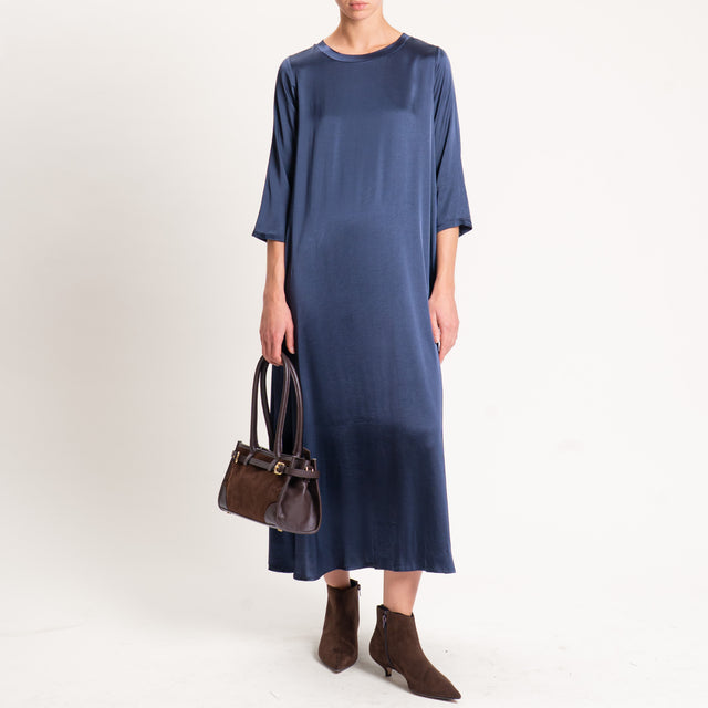 Tensione in-Abito satin elasticizzato con tasche - blu