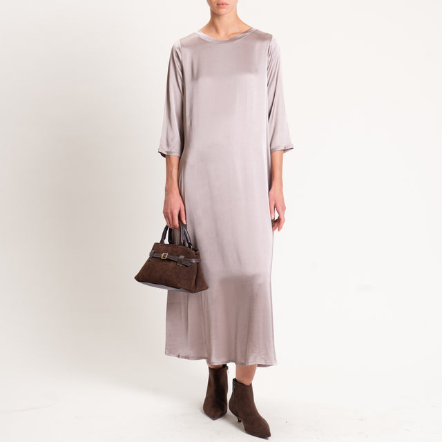 Tensione in-Abito satin elasticizzato con tasche - taupe