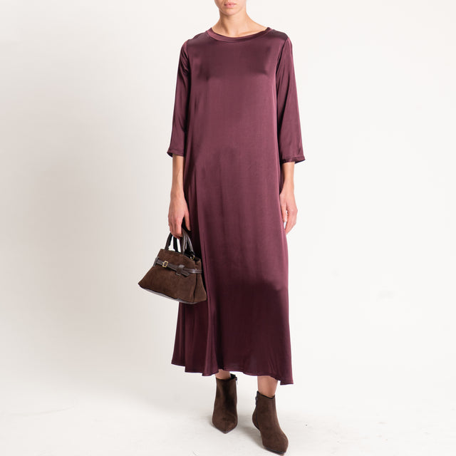 Tensione in-Abito satin elasticizzato con tasche - vino