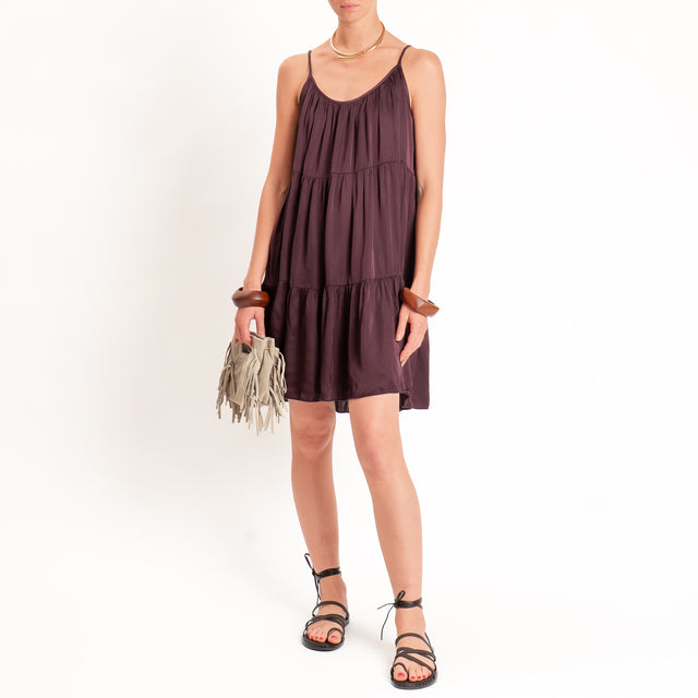 Tensione in-Abito satin con balze bretelle regolabili - burgundy